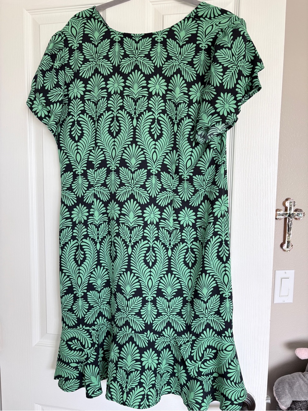 CAbi Black and Mint Green Midi Dress
